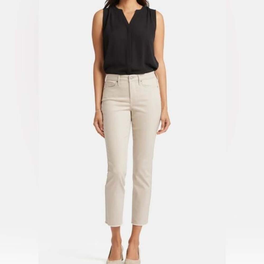 NYDJ Sheri Slim Ankle Jeans with Frayed Hems Feather Color Size 16W